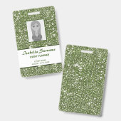 Imitate Grüne Glitzer Textur mit benutzerdefiniert Ausweis (Vorder- & Rückseite)