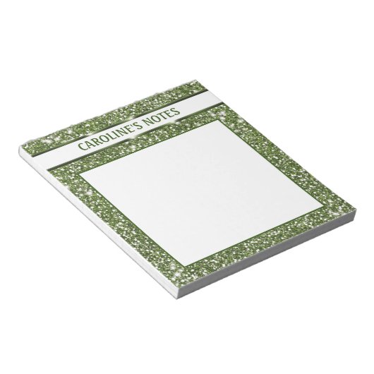 Imitate Grüne Glitzer Textur mit benutzerdefiniert Notizblock (angewinkelt)