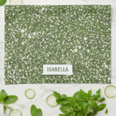 Imitate Grüne Glitzer Textur mit Individuelle Name Geschirrtuch (Gefaltet)