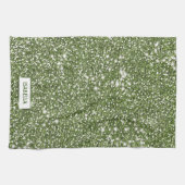 Imitate Grüne Glitzer Textur mit Individuelle Name Geschirrtuch (Horizontal)