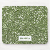 Imitate Grüne Glitzer Textur mit Individuelle Name Mousepad (Vorne)