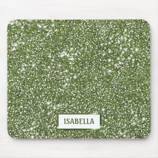 Imitate Grüne Glitzer Textur mit Individuelle Name Mousepad (Vorne)