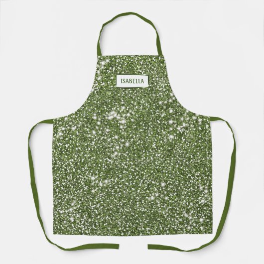 Imitate Grüne Glitzer Textur mit Individuelle Name Schürze (Vorderseite)