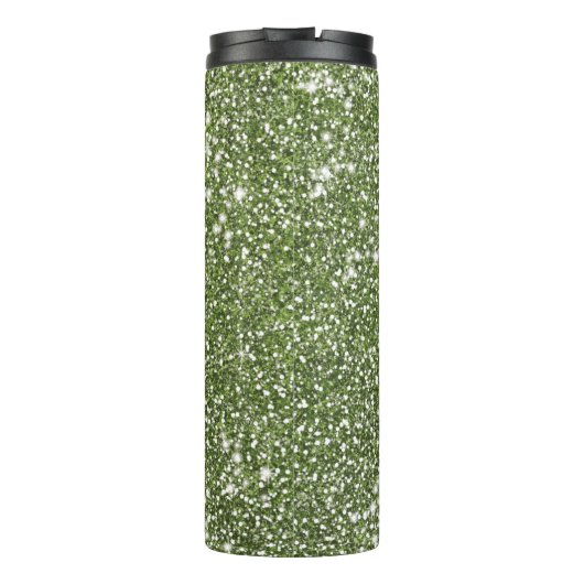 Imitate Grüne Glitzer Textur mit Individuelle Name Thermosbecher (Rückseite)
