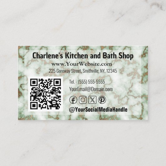 Imitate Grüner Goldmarmor für Küchen Umkleidegesch Visitenkarte (Rückseite)