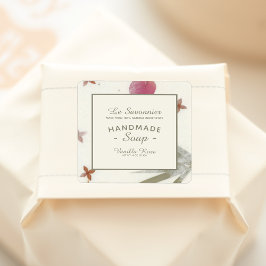 Imitate handgefertigt Blumenpapier Naturseife Quadratischer Aufkleber