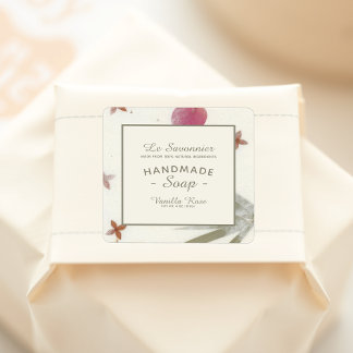 Imitate handgefertigt Blumenpapier Naturseife Quadratischer Aufkleber
