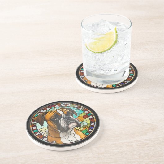 Imitate Hartglas Boxer Dog Getränkeuntersetzer (Seite)