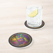 Imitate Hartglas Wein Glas, Flasche und Trauben Getränkeuntersetzer (Seite)