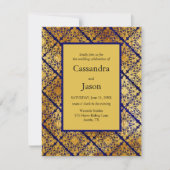 Imitate Hochzeit Gold und Blau Einladung (Vorderseite)