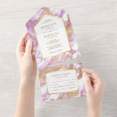 Imitate Hochzeitsfeier mit Goldfoil Pastel Lavende All In One Einladung (Abreißen)