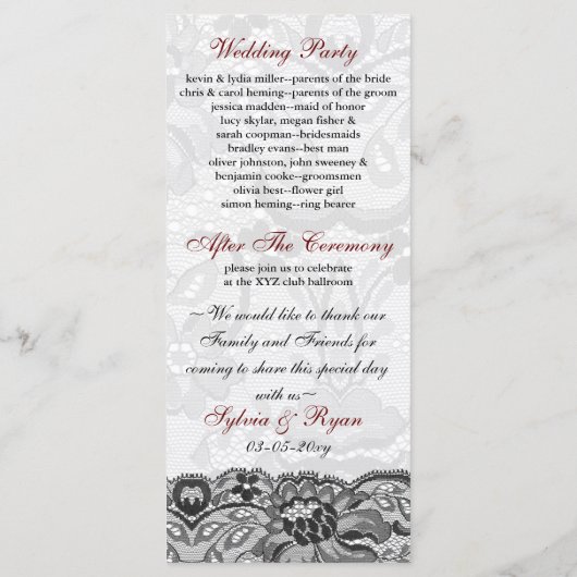 Imitate, Hochzeitsfeiern und Hochzeitsfeiern in Ro Programm (Rückseite)