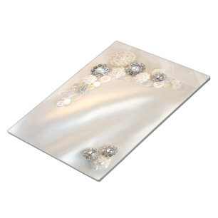 Imitate Hochzeitsknöpfe mit weißer Perle und Diama Notizblock