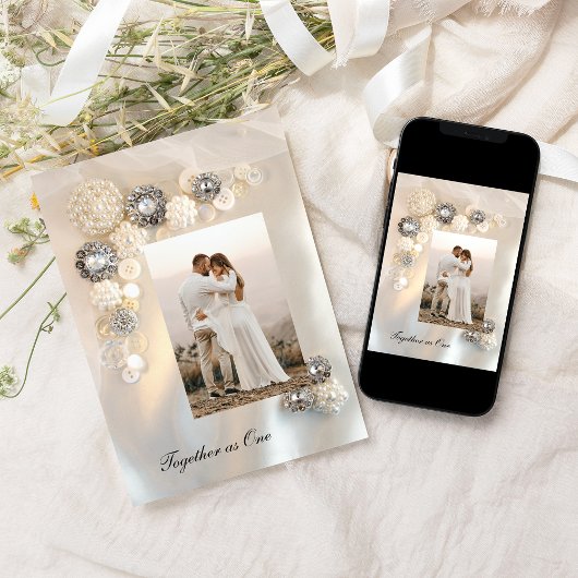 Imitate Hochzeitsknöpfe mit weißer Perle und Diama Save The Date