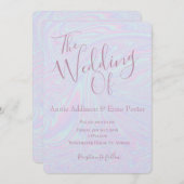 Imitate Holografie-Effekt-Textur blau Einladung (Vorne/Hinten)