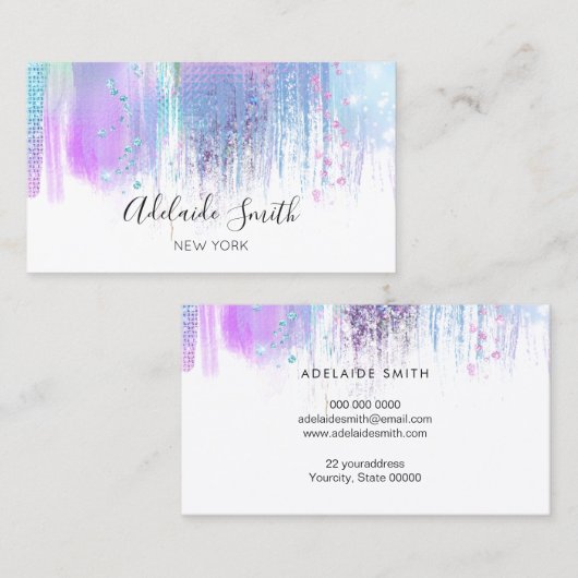 IMITATE holografisch lila Farbstriche Visitenkarte (Vorne/Hinten)