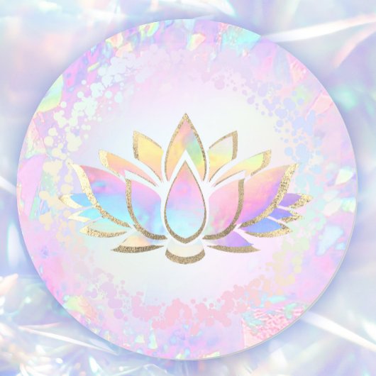 Imitate holografische Lotus-Blume Runder Aufkleber
