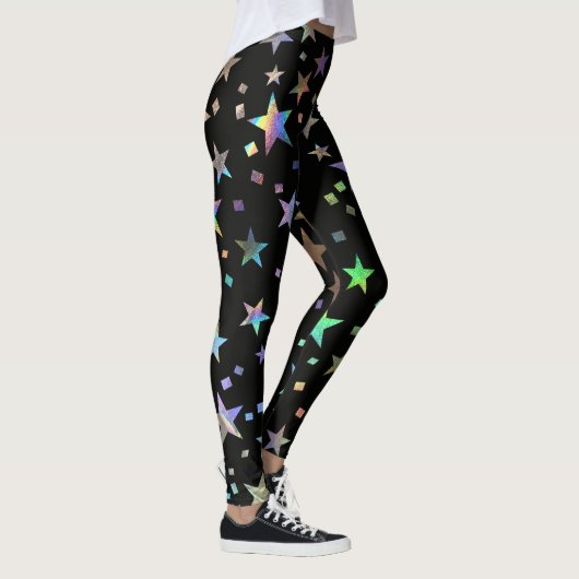 Imitate Holografische Regenbogenstars Muster Schwa Leggings (Rechts)