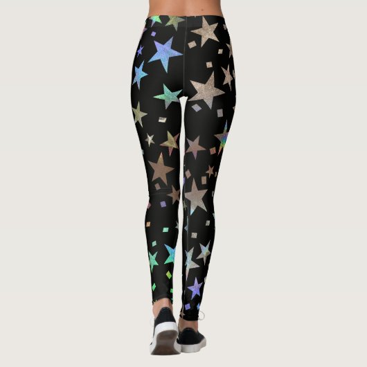 Imitate Holografische Regenbogenstars Muster Schwa Leggings (Rückseite)