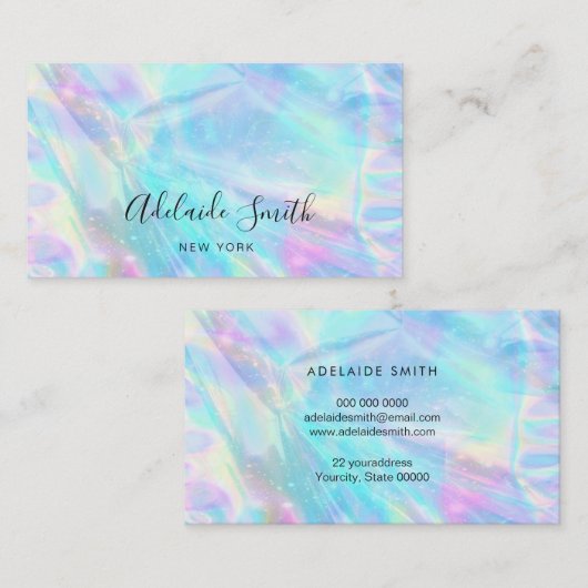 IMITATE holografischer pastellfarbener Hintergrund Visitenkarte (Vorne/Hinten)