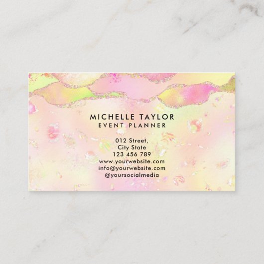 Imitate Holograph iridescent opal stone elegantes Visitenkarte (Rückseite)