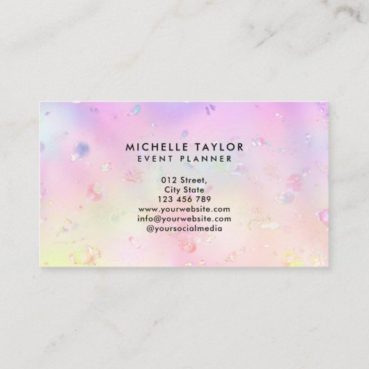 Imitate Holograph iridescent opal stone elegantes Visitenkarte (Rückseite)