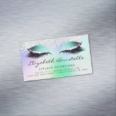 Imitate Holographic Glitzer Eyes Green Lila Magnetische Visitenkarte (Beispiel)