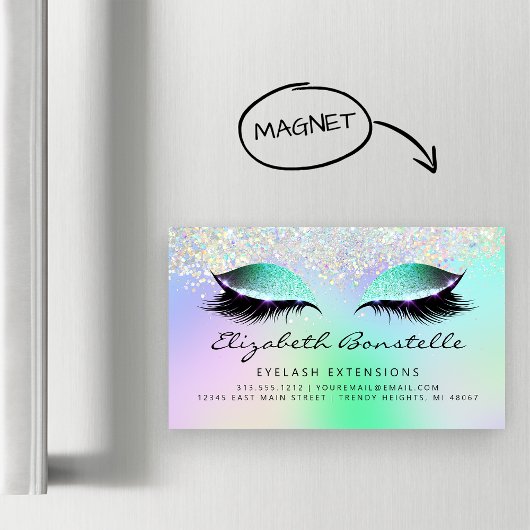 Imitate Holographic Glitzer Eyes Green Lila Magnetische Visitenkarte