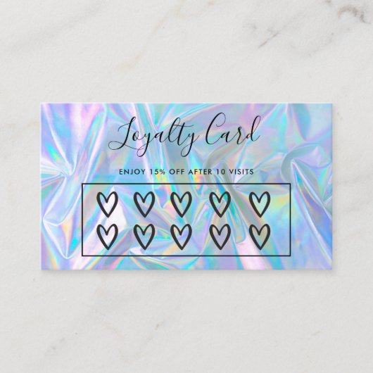 Imitate Holographic Hearts Custom Loyalty Card Visitenkarte (Vorderseite)