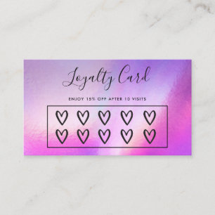 Imitate Holographic Hearts Custom Loyalty Card Visitenkarte