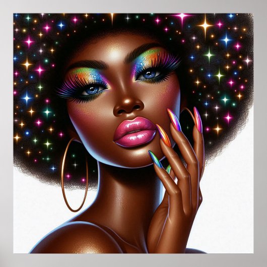 Imitate Holographic Melanin Chic Afro Beauty Poster (Vorne)