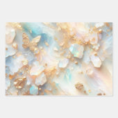 Imitate Holographic Opal Moonstone Gold Butterfly Geschenkpapier Set (Vorderseite 2)