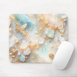 Imitate Holographic Opal Moonstone Gold Butterfly Mousepad