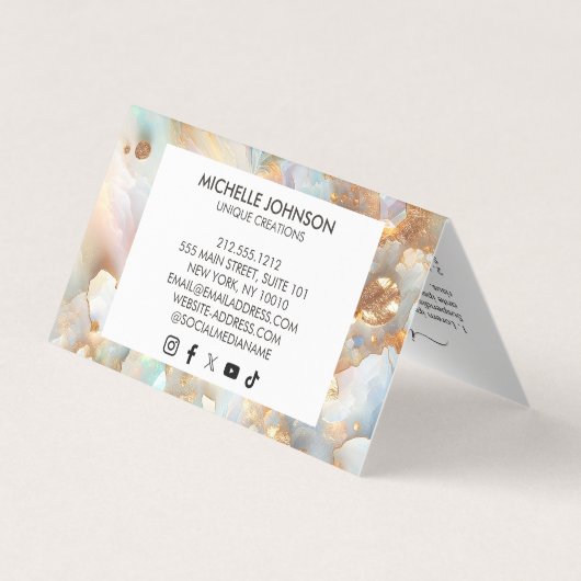 Imitate Holographic Opal Moonstone Gold Butterfly Visitenkarten (Rückseite)