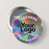 Imitate Holographic Rainbow Glitzer Business Logo  Button (Vorne & Hinten)