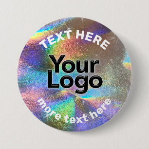 Imitate Holographic Rainbow Glitzer Business Logo  Button