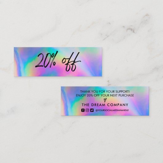 Imitate Holographic Stripes Discount Card Mini Visitenkarte (Vorne/Hinten)