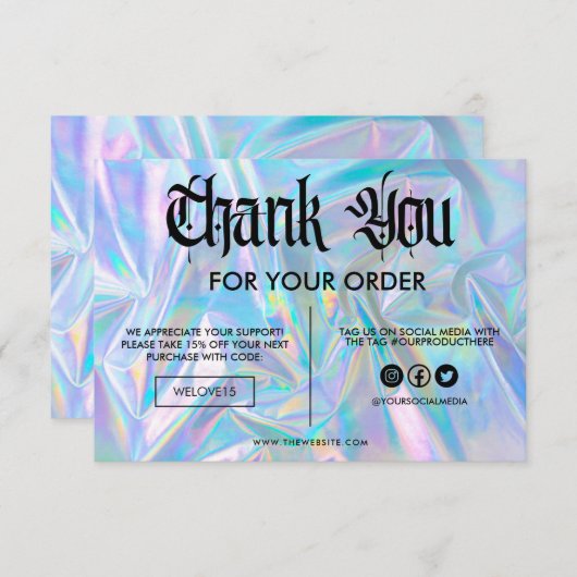 Imitate Holographische Farbe Danke Media Insert (Vorne/Hinten)