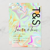 Imitate Holographisches Pink Fett Schriftzeichen Einladung (Vorne/Hinten)