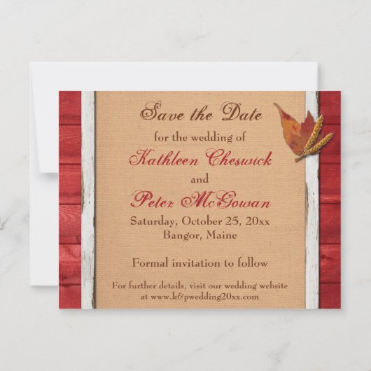 IMITATE Holz, Blätter, Herz, Weizen FOTO Rett Datu Save The Date (Rückseite)