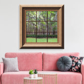 Imitate Holz Gerahmte Fensteransicht Bäume Leinwan Leinwanddruck (Insitu (Wohnzimmer))