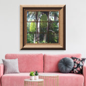 Imitate Holz Gerahmtes Fenster Tropische Sicht Lei Leinwanddruck (Insitu (Wohnzimmer))