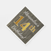 Imitate Holz, Imitate Gold 14. Geburtstag + Indivi Serviette (Ecke)