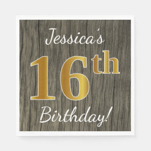 Imitate Holz, Imitate Gold 16. Geburtstag + Indivi Serviette