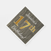 Imitate Holz, Imitate Gold 17. Geburtstag + Indivi Serviette (Ecke)