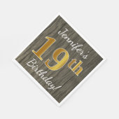 Imitate Holz, Imitate Gold 19. Geburtstag + Indivi Serviette (Ecke)