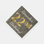 Imitate Holz, Imitate Gold 22. Geburtstag + Indivi Serviette (Ecke)