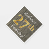 Imitate Holz, Imitate Gold 27. Geburtstag + Indivi Serviette (Ecke)