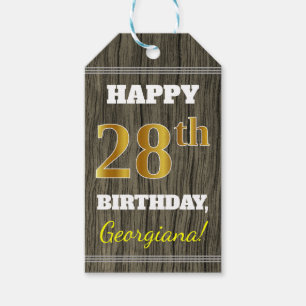 Imitate Holz, Imitate Gold 28. Geburtstag + Indivi Geschenkanhänger