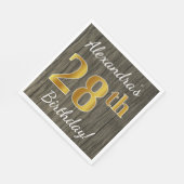 Imitate Holz, Imitate Gold 28. Geburtstag + Indivi Serviette (Ecke)